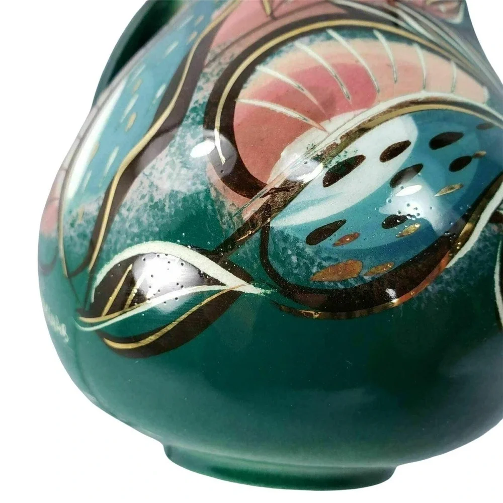 Sascha Brastoff Pitcher Handpainted Art Pottery Abstract Mid Century Modern USA